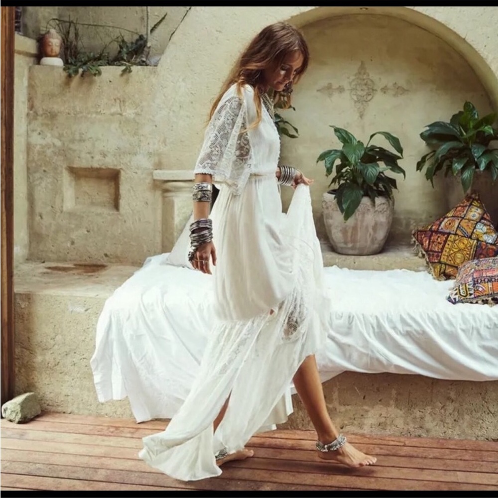 #150 NEW! Zilara Bohemian Cotton Lace Maxi Dress - Picture 3 of 7